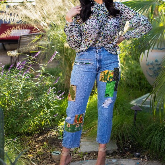 Levi's Denim - The "Shay" Jean| Levi's | Upcycled  Kantha  Boho |